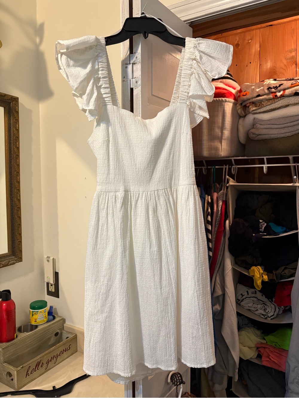 Francesca's Collections White Ruffle-Sleeve Sundress
